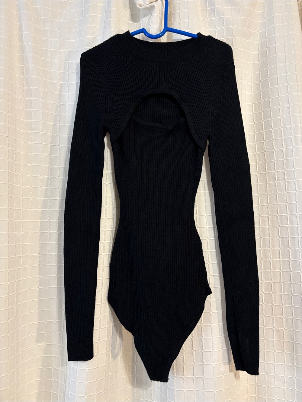 Abercrombie & Fitch Black Ribbed Long-Sleeve Cutout Bodysuit